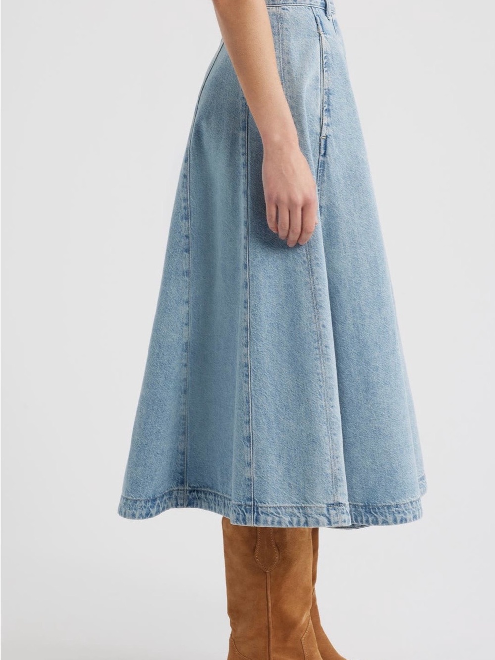 Madewell NWT Light Blue Denim A-Line Midi Skirt - Picture 3 of 12